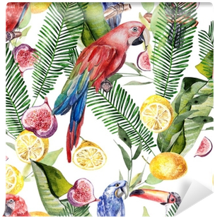 Beautiful Watercolor Seamless, Tropical Jungle Floral - Watercolor Painting (400x400)