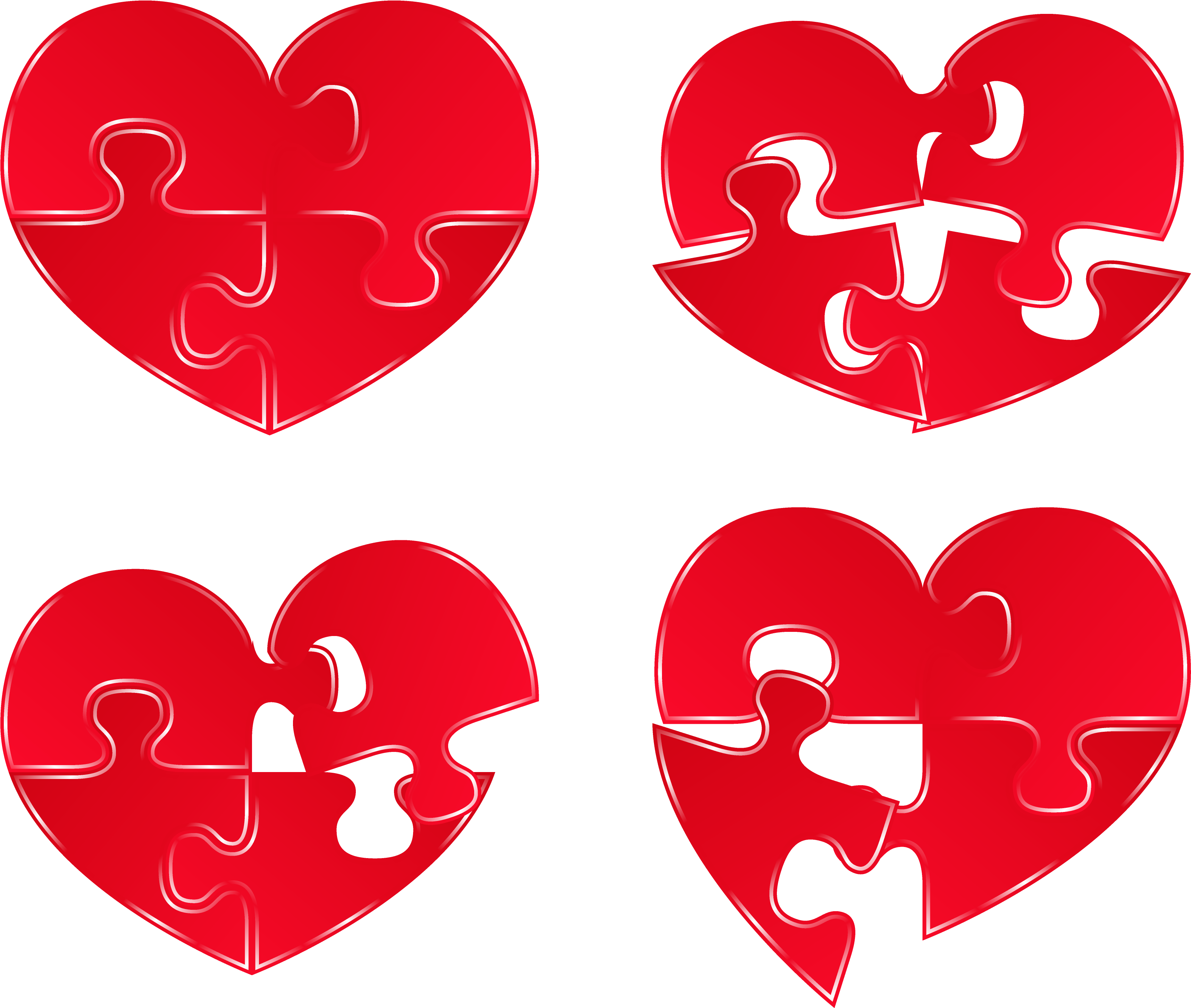 Puzzle Hearts Png Clipart Picture - Hearts Puzzle (3500x3032)