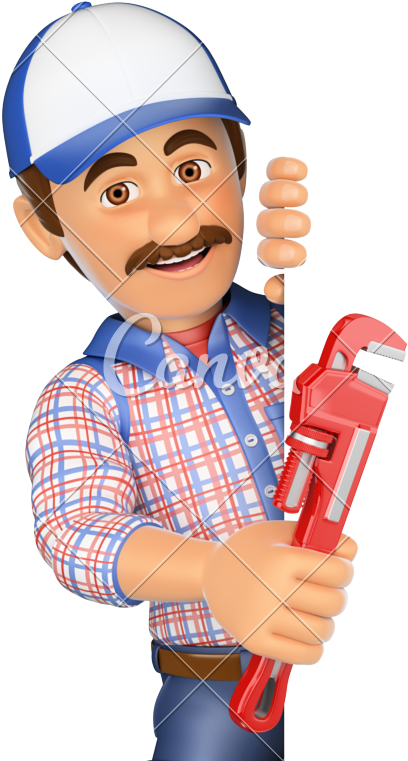 3d Plumber With A Pipe Wrench - Pipe Wrench (514x800)