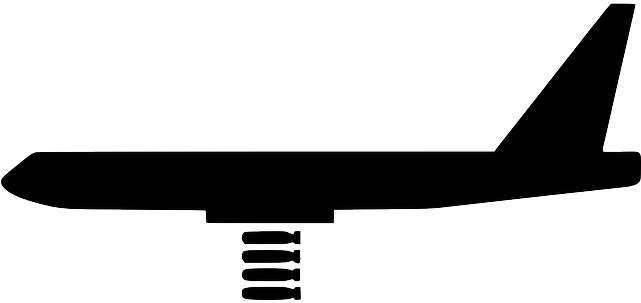 Transportation War, Silhouette, Cartoon, Airplane, - Plane Dropping Bombs Clipart (640x320)