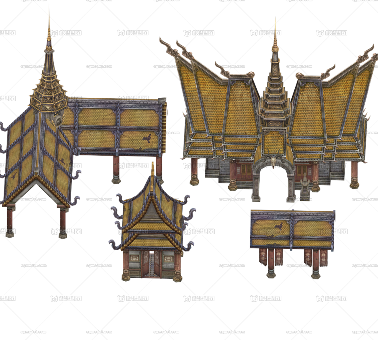 原创低模祖玛神庙，超低面数，超小贴图。原创。 Cg模型网（cgmodel) 专注cg模型 - Pagoda (1280x1152)