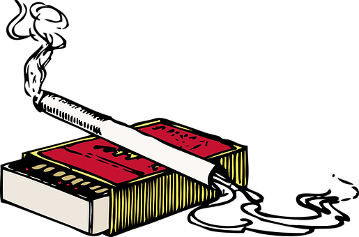 Matchbox Matches Smoking Cigarette Smoke L - Cartoon Cigarette Pack Png (515x340)