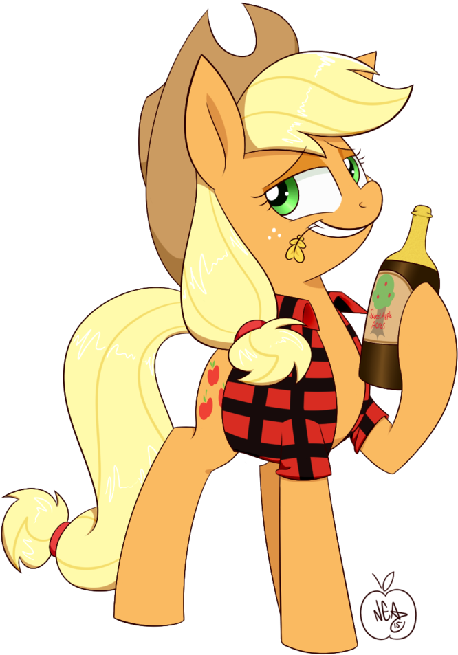Notenoughapples, Bottle, Cider, Clothes, Grin, Plaid - Cartoon (882x1024)