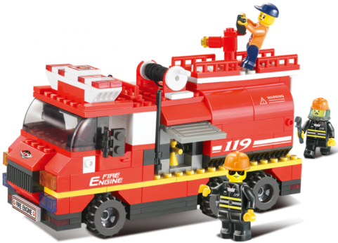 Sluban Конструктор Пожарная Машина 281 Элементов - Sluban Interlocking Bricks Fire Engine (red) (480x480)