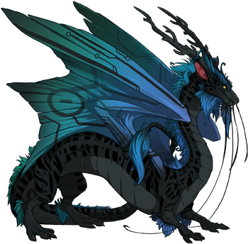 Obsidian Tiger/teal Shimmer/obsidian Circuit Imperial - Draw A Dragon (350x350)