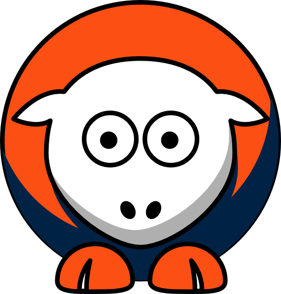 Sheep 3 Toned Denver Broncos Team Colors Clip Art - College Football (570x596)