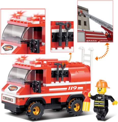 Конструктор Sluban Маленькая Пожарная Машина - Sluban Lego Mini Fire Truck, Multi Colour (480x600)