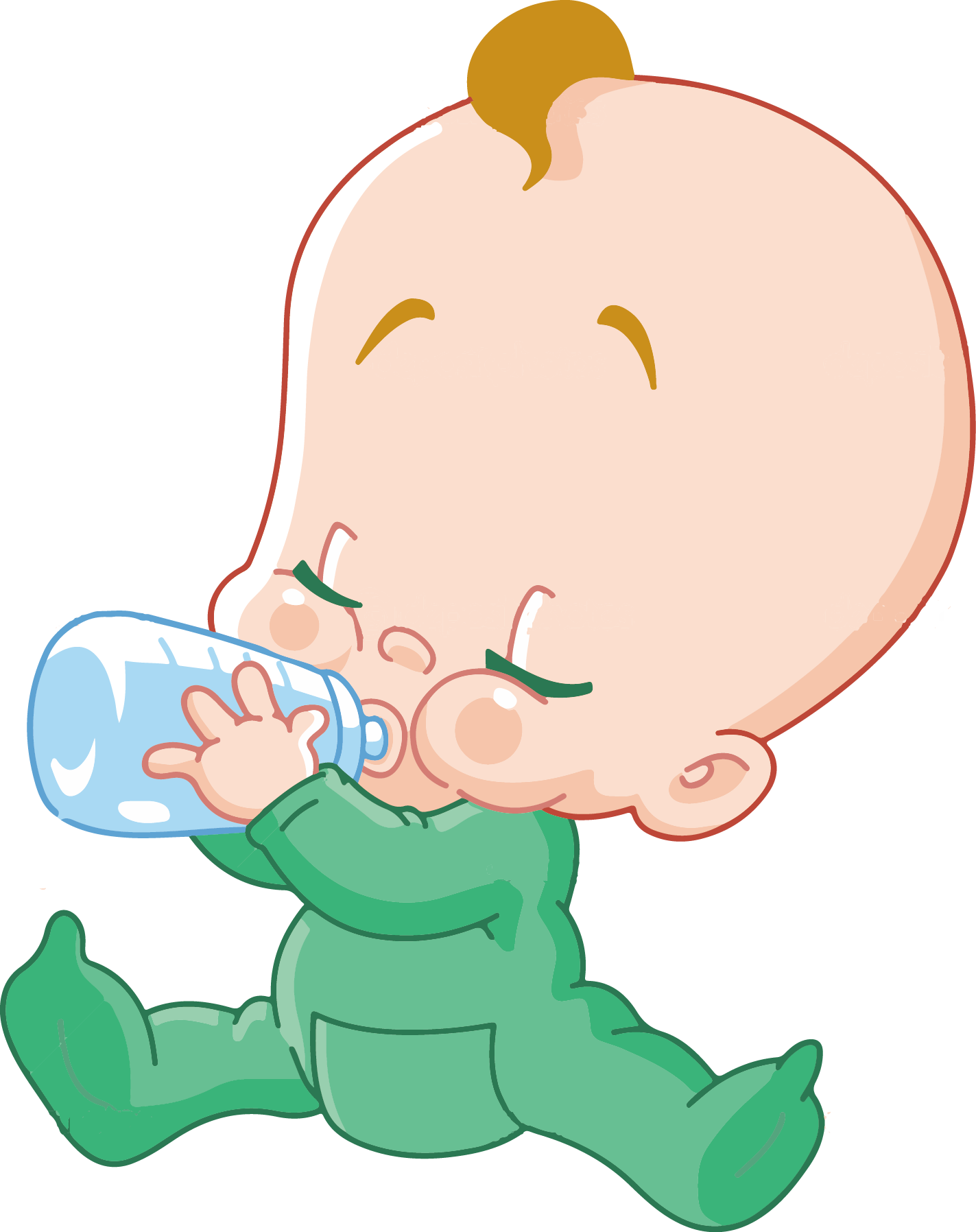 Infant Baby Bottle Cartoon Child - Cartoon Baby With Bottle (1423x1796)