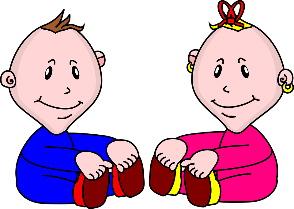 Infant Clipart 10, - Baby Boy And Girl Png (960x683)