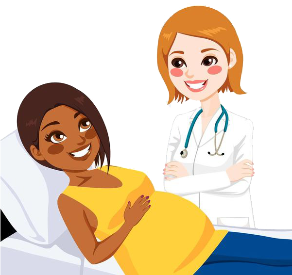 Pregnancy Physician Woman Doctors Visit Clip Art Lying - Pregnancy Physician Woman Doctors Visit Clip Art Lying (600x600)