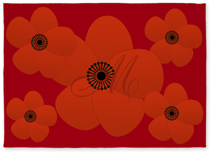 Retro Style Bright Red Floral 5'x7' Area Rug, Editable - Poppy (460x460)