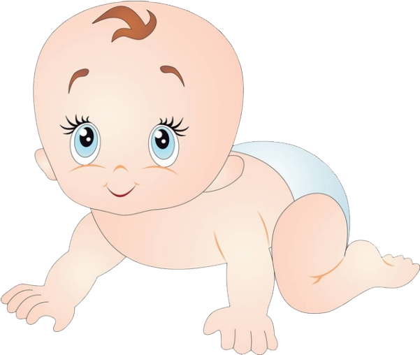 Diaper Crawling Infant Cartoon - Cartoon Baby With Big Eyes (600x600)