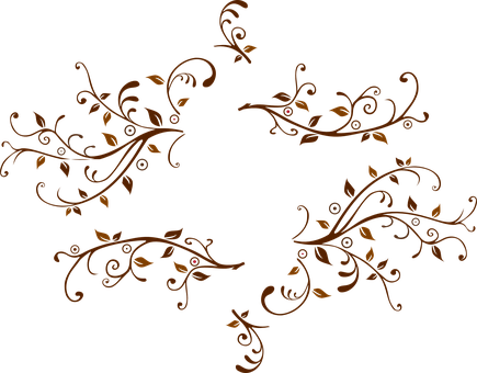 Leaves Vines Floral Swirl Element Abstract - Cadre Feuille De Vigne (435x340)