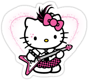 Hello Kitty Rockstar - Hello Kitty With Guitar (375x360)