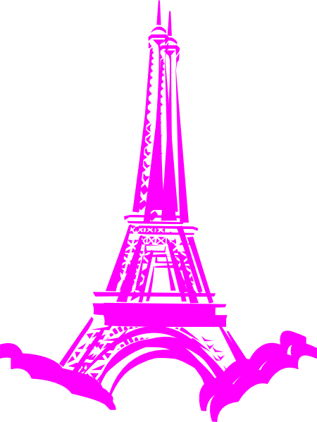 Pink In Paris Clip Art At Clker - Eiffel Tower Clip Art (450x599)