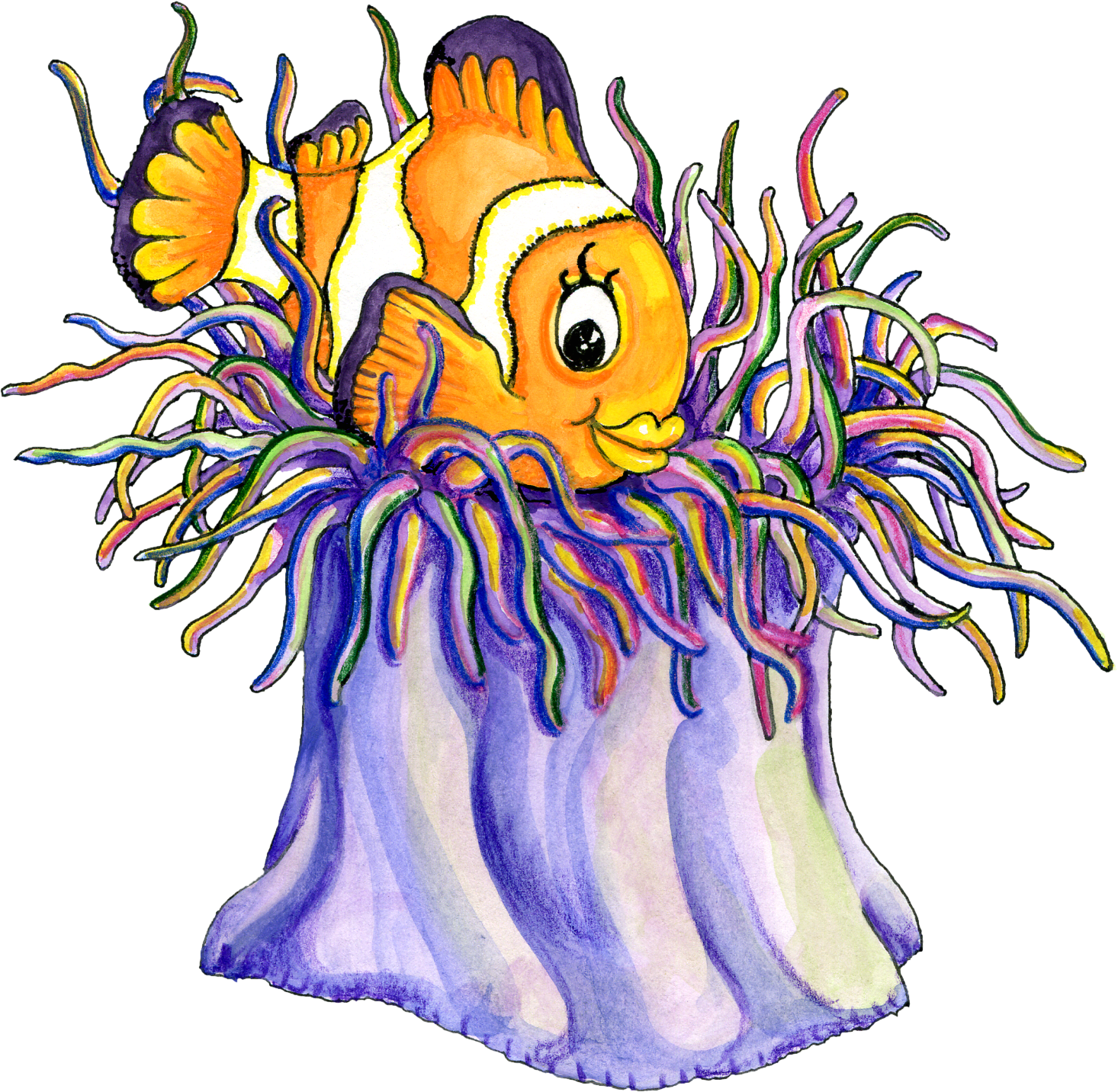 1 - Cartoon Clown Fish (1466x1432)