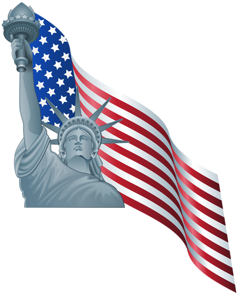 American Flag And Statue Of Liberty Png Clip Art - Transparent Png Statue Of Liberty (484x600)
