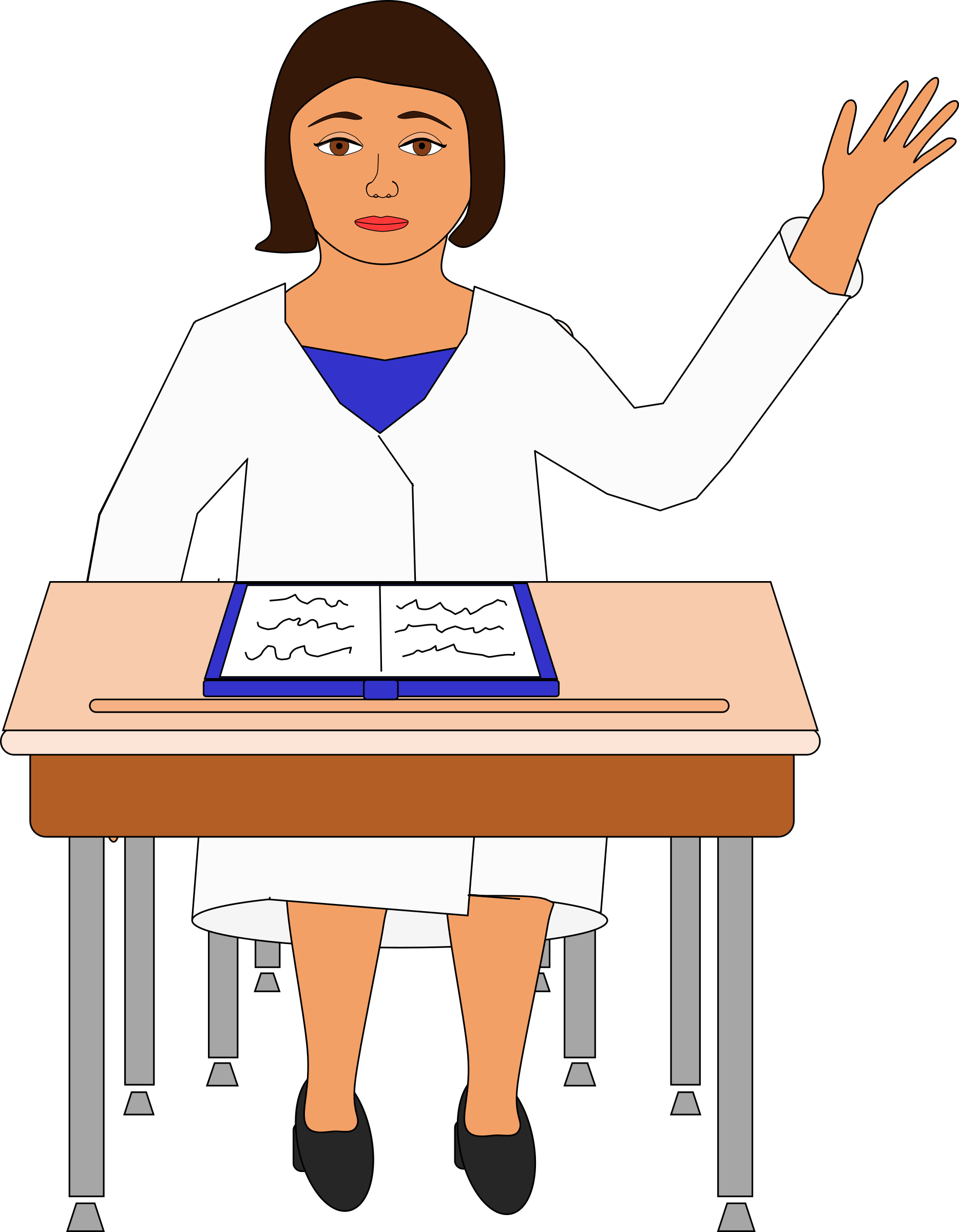 Young Girl Raising Hand In Class Clipart School - Person Raising Fist Clip Art (1868x2400)