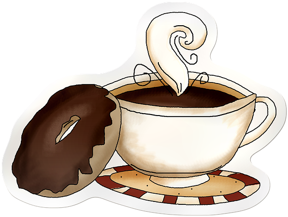 Coffee Cup, Coffee, Head, Cup Of Coffee - Coffee And Donuts Clipart (640x493)