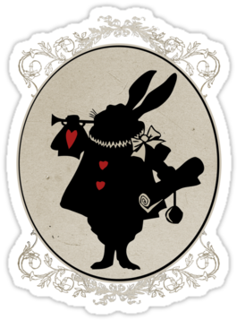 "alice In Wonderland White Rabbit Oval Portrait" Stickers - Alice In Wonderland Silhouette (375x360)