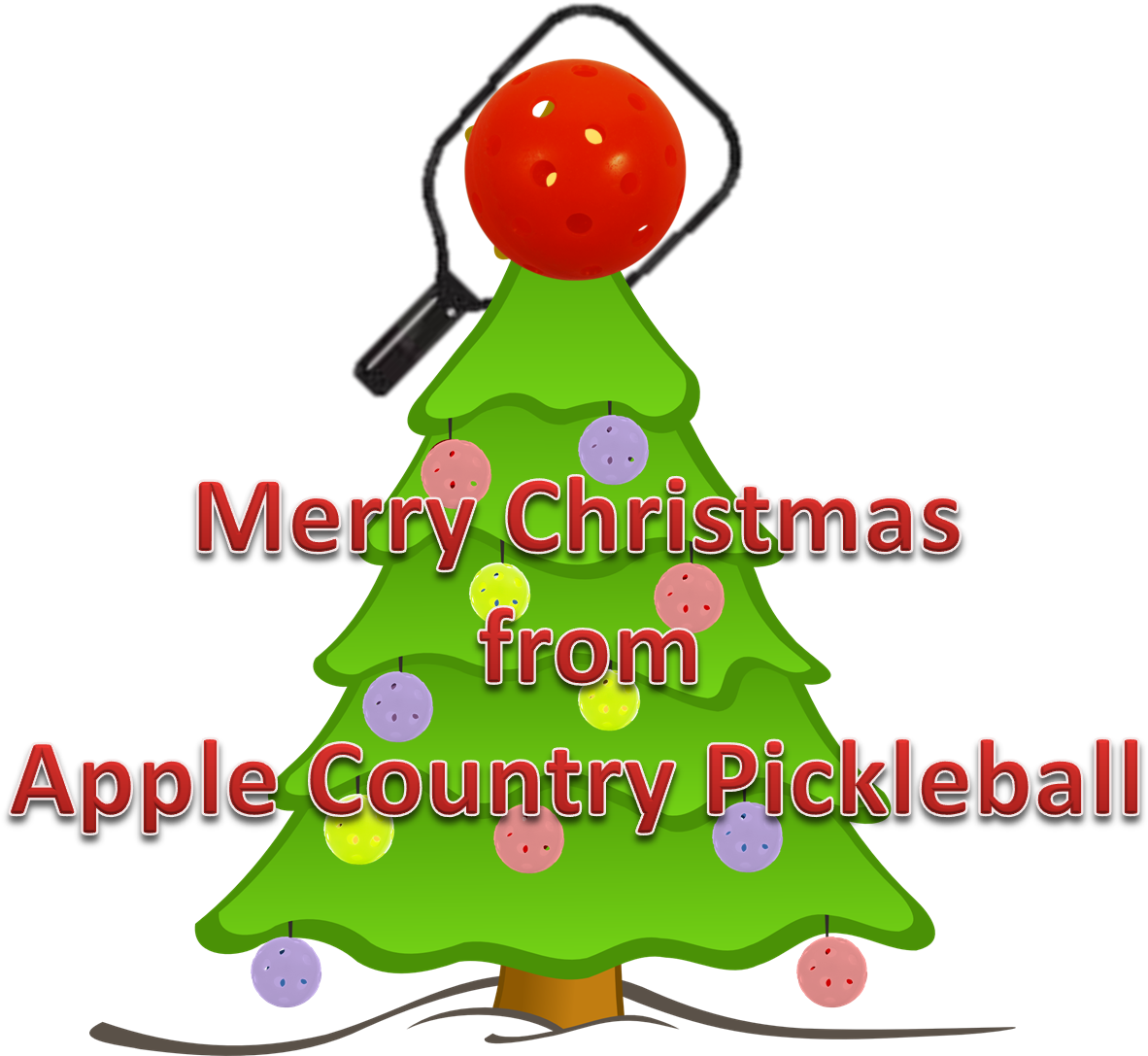 Merry Pickleball Christmas - Plain Christmas Tree (1375x1226)