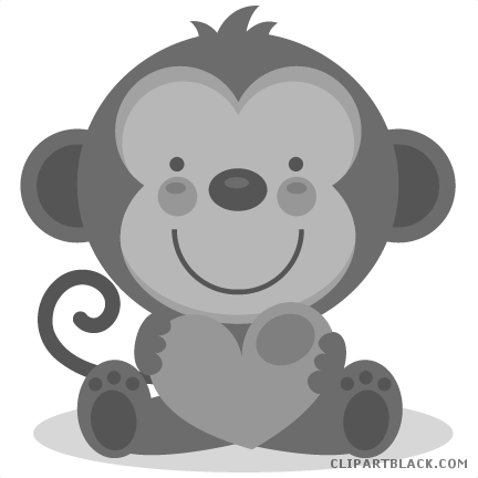 Valentines Day Bear Animal Free Black White Clipart - Baby Shower Monkey Png (432x432)