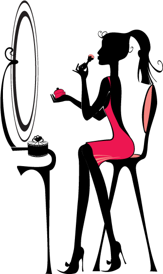 Girl Applying Makeup Text Dress - Girl Doing Make Up Png (340x570)