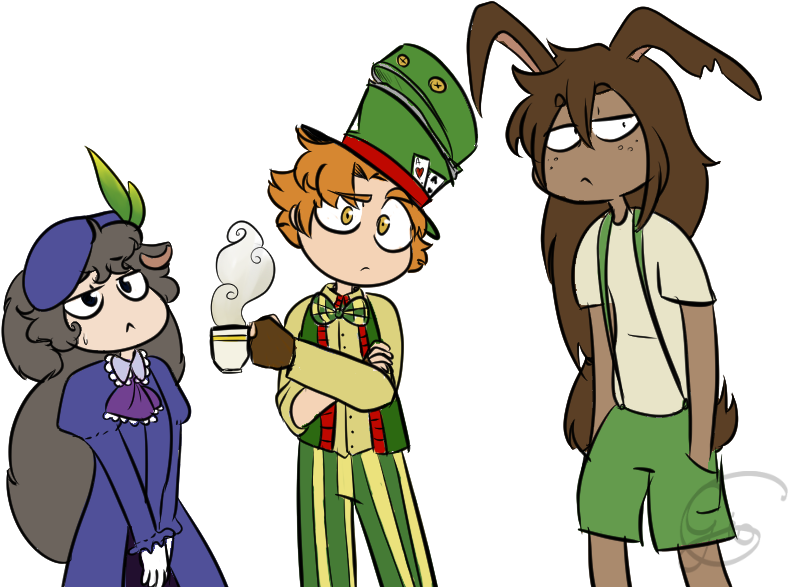Mad Hatter Dormouse March Hare Alice In Wonderland - Cartoon (800x600)