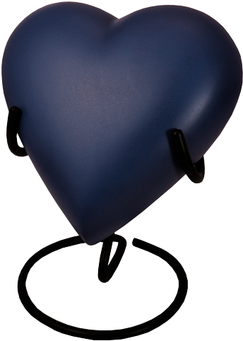Brass Heart Blue Nightfall Urn On Display Stand - Heart (500x500)