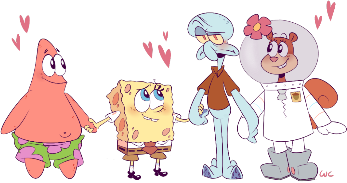 Spongebob Squarepants Squidward Tentacles Sandy Cheeks - Cartoon (1280x777)