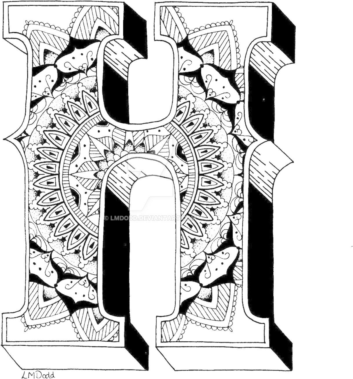 Mandala No1 Inside Alphabet No1 By Lmdodd - H Mandala (1600x1600)