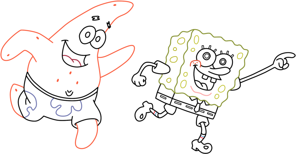 Spongebob And Patrick Lineart By Danilo34ramos - Cartoon (1024x768)