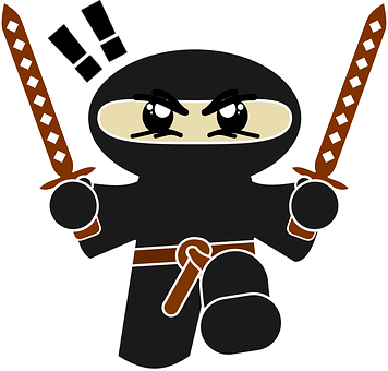 Ninja Comic Character Funny Asian Swords W - No Income No Job No Assets (356x340)