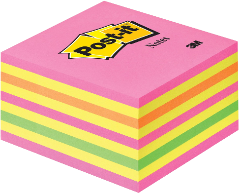 Post-it Notes - Canary Yellow - Post-it Note Blue Memo Cube - 76x76mm (450sheets/pad) (500x500)