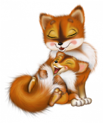 Fox Clipart Mother And Baby - Лиса С Лисенком Пнг (400x400)