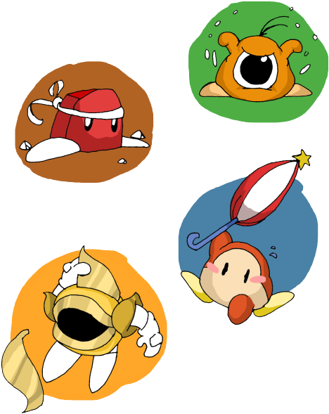 Just A Few Kirby Enemies/allies - Cartoon (500x628)