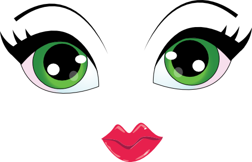 Pretty Face Smiley Emoticon - Girl Cartoon Eyes Png (512x329)