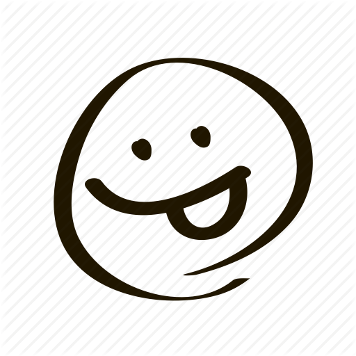 Drawn Tongue Icon - Hand Drawn Smiley Face Tongue (512x512)