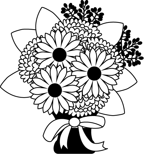 Flowers Arrangements Clipart Black And White (506x539)