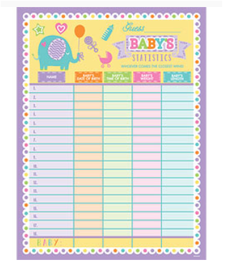 Baby Shower 'guess The Baby Stats' Game - Guess The Baby's Weight (458x458)