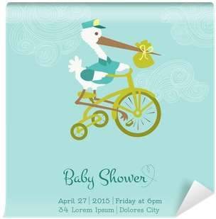 Baby Shower Or Arrival Card With Stork - Please Join Us Baby Shower (400x400)