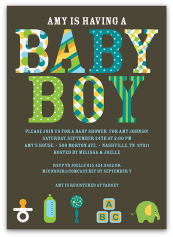 Pattern Letters Baby Shower Invitations - Baby Shower Invitations (480x480)