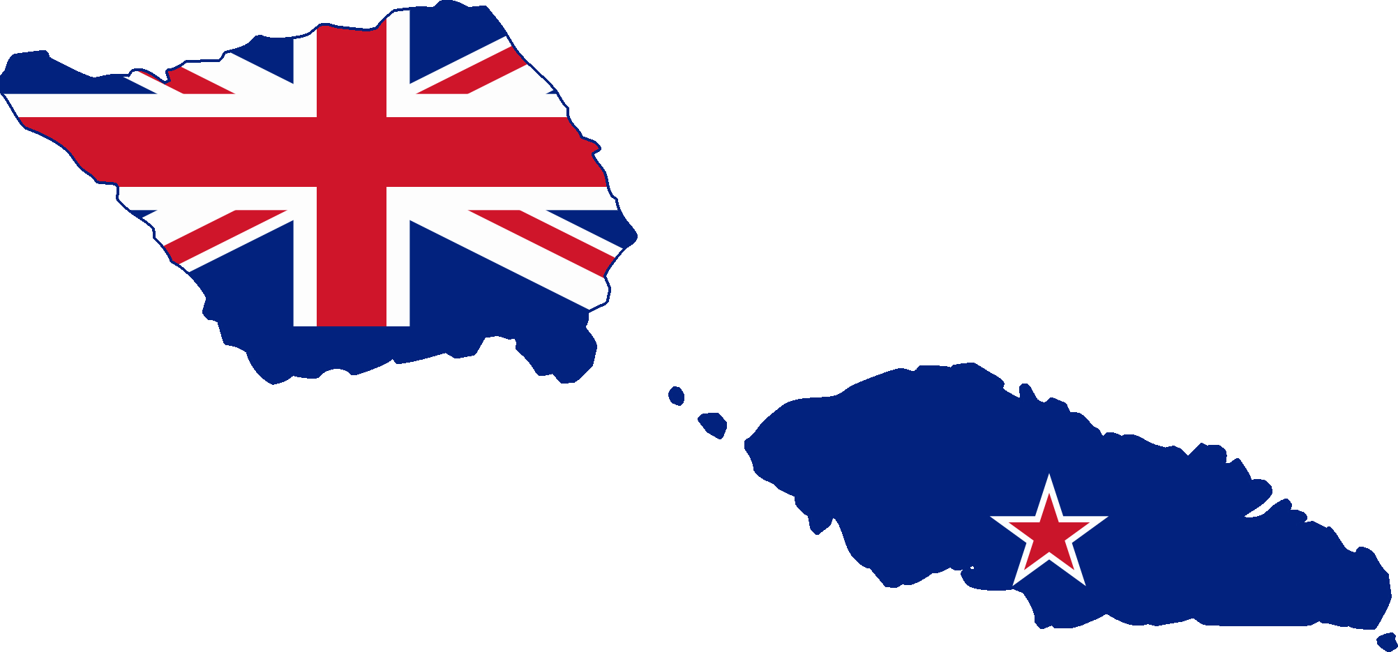 Flag Map Of Western Samoa - Flag Of American Samoa (2004x935)