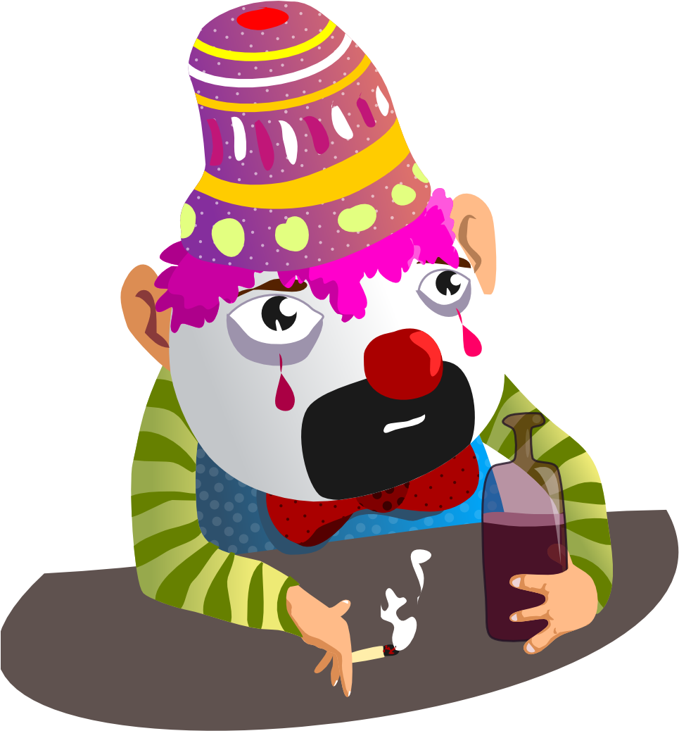 Sad Clown Drinking By Himself At The Bar For Personal - Payaso Triste Png (999x1069)