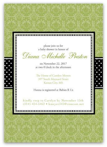 Damask Ribbon Baby Shower Invitations - Baby Shower (480x480)