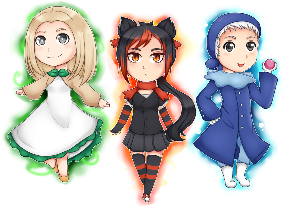Pokemon Sun And Moon Starter Gijinka By Annington - Pokemon Sun And Moon Female Starters (1024x749)