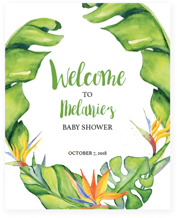 Banana Leaf Shower Welcome Sign Printable By Littlesizzle - Tropical Printables Free (819x1024)