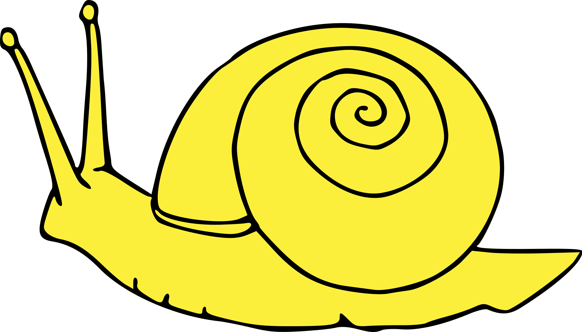 Snail Cliparts 9, - Yellow Snail Clipart (2000x1143)