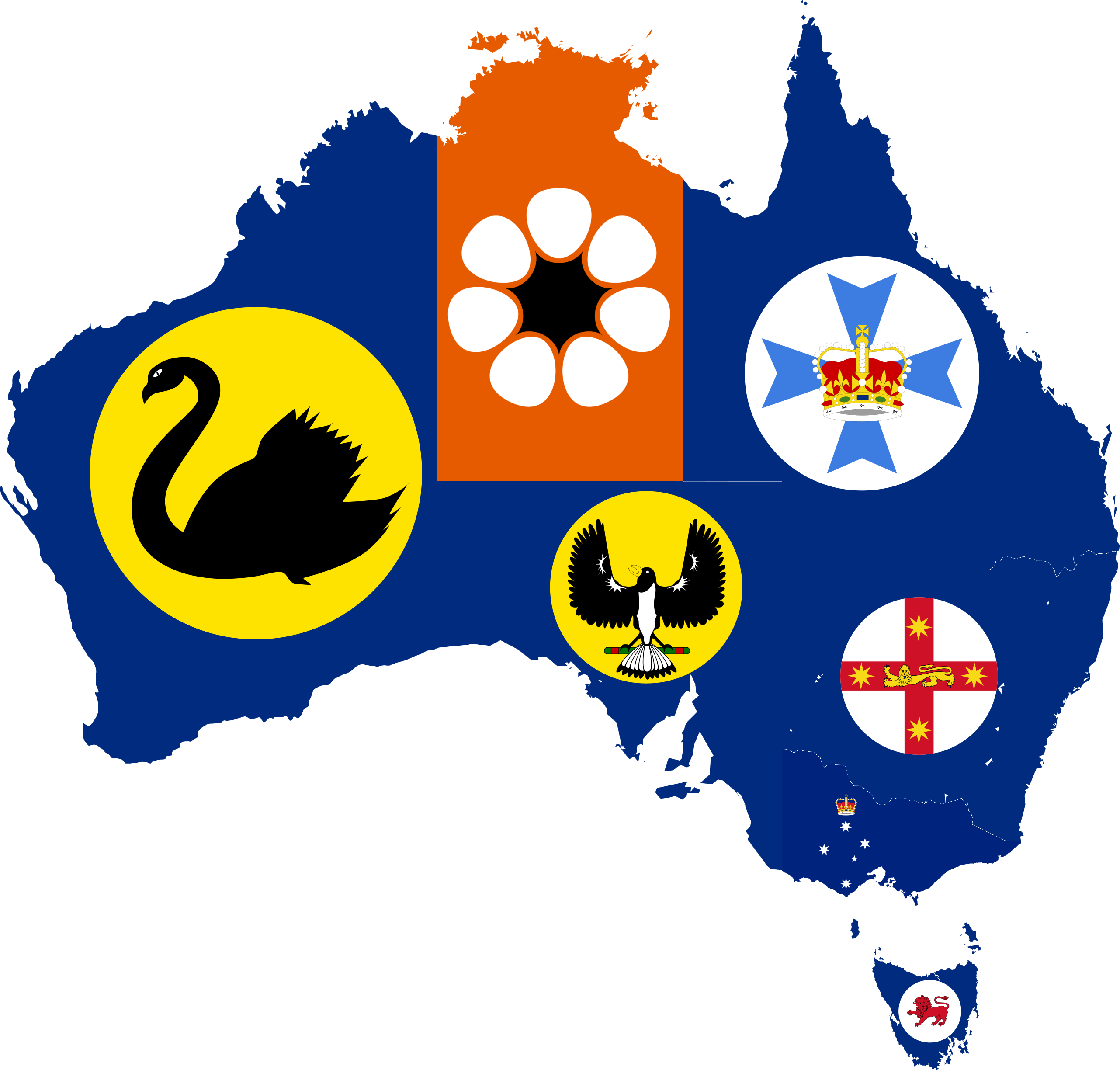 File Flag Map Of States And Territories Australia Png - Australian State Flags And Emblems (2563x2448)