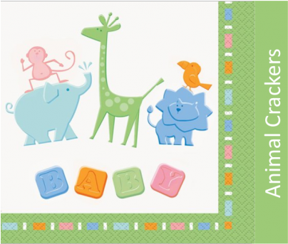 Animal Crackers - Baby Shower Animas Paper Party Plates (980x342)